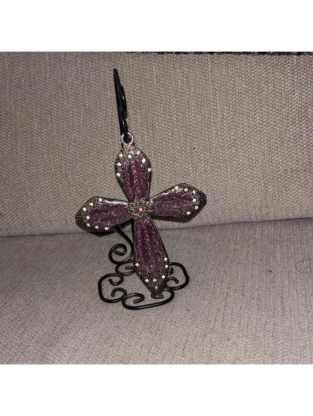 Fitz and Floyd Elegant Purple Cross Pendant Hanging Dangling Decor